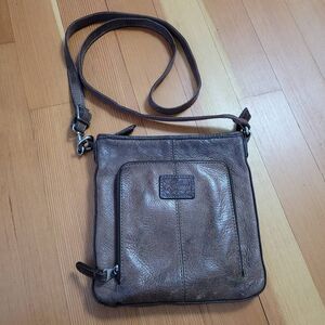 Vintage Fossil brown genuine leather handbag purse crossbody strap gorpcore eart